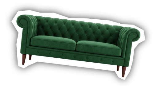 Green sofa with white silhouette