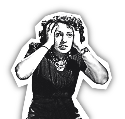 1950s scary movie woman with white silhouette