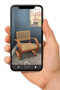 Augmented reality view of a woven chair on mobile device