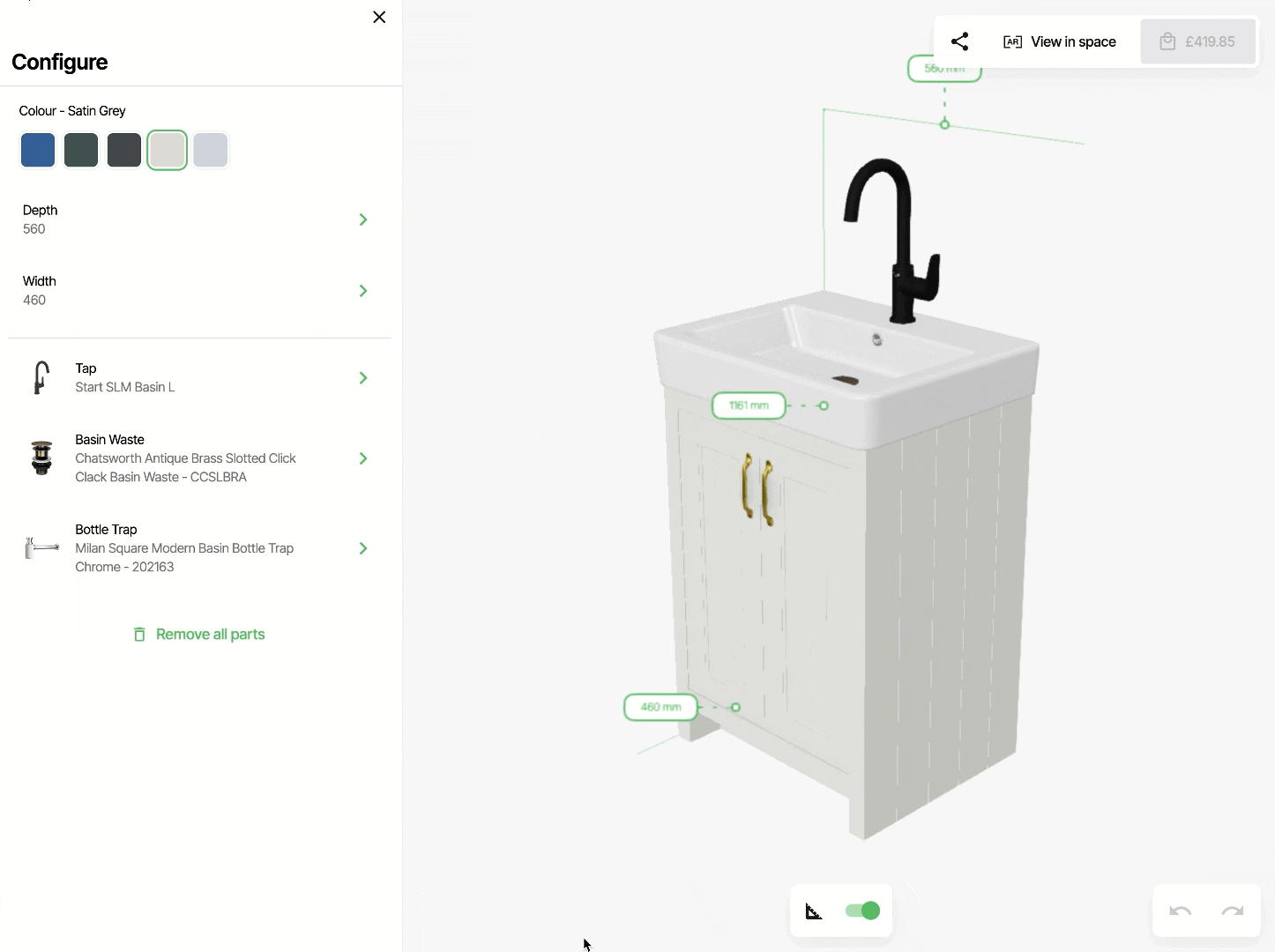 Fixtuur 3D Configurator Green Vanity Unit