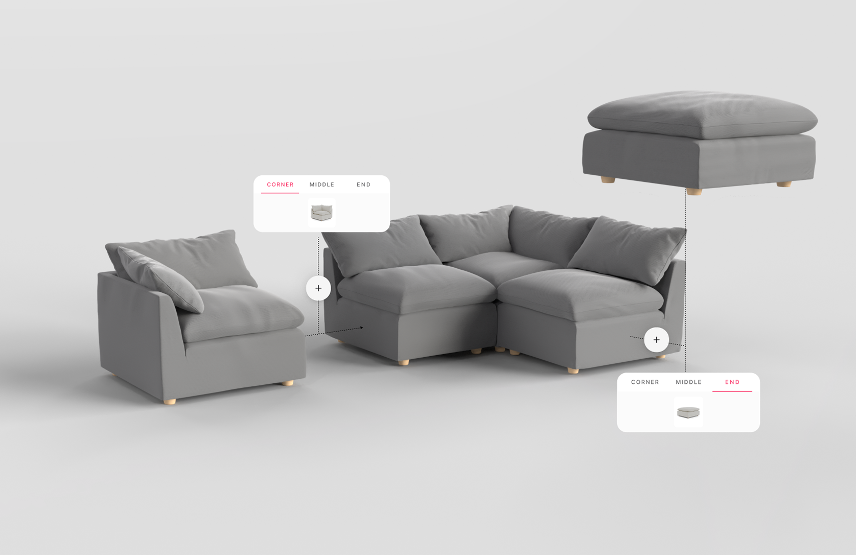 3D modular sofa builder