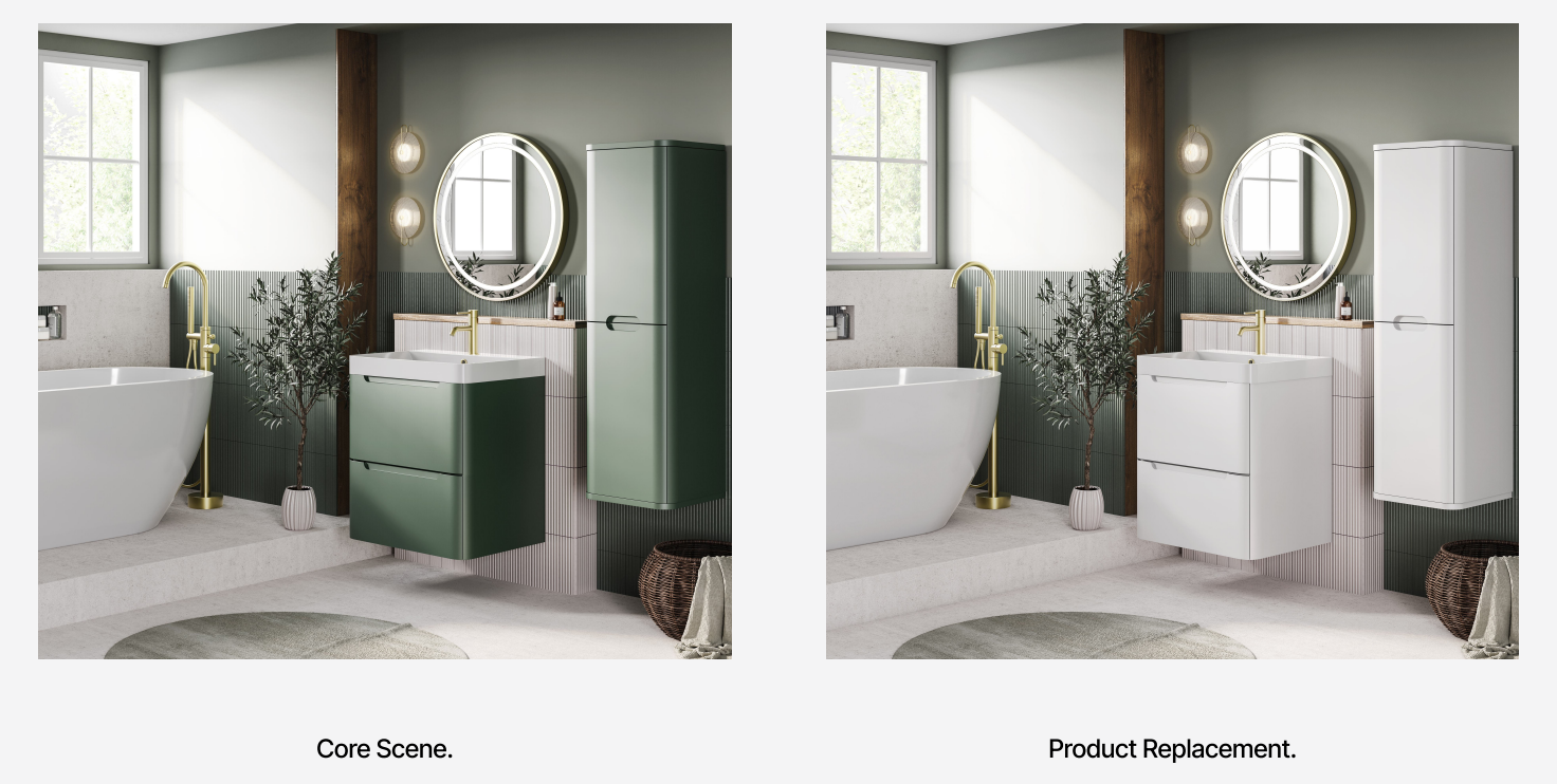 core scene vs product replacement