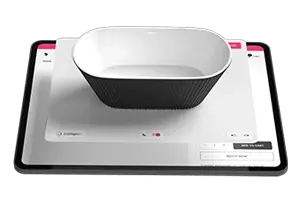 iPad showing 3D and AR for a bath tub